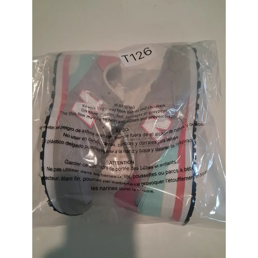 New Balance 515 Girls Shoes Sz 2.5Y Gray Pink Cyan PC515BP NWOB